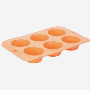 Форма для маффинов Attribute Apricot, 6 ячеек