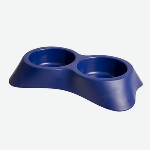 Миска для животных двойная, пластиковая, синяя, DUVO+ 20x35x6см/300мл (Бельгия)