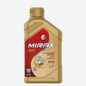 Масло моторное Mirax MX9 SAE 5W-40 API SP, ACEA A3/B4, 1л Россия