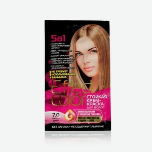 Стойкая крем - краска для волос Effect Color 5 в 1 , 7.0 , Светло-русый , 50мл