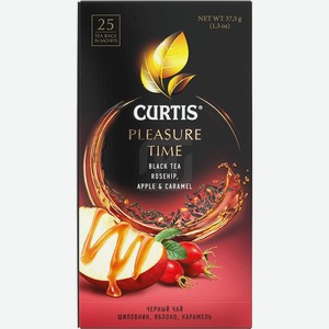Чай черный Curtis Pleasure Time c шиповником, яблоком и ароматом карамели в пакетиках, 25 шт