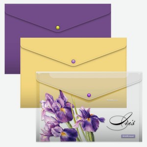 Набор папок-конвертов ErichKrause Soft Iris пластиковых полупрозрачных А4, 3 шт