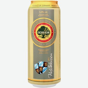 Пиво Айхбаум Хефевайцен Хелл светлое нефильтрованное 5,2% 0,5 ж/б /Германия/