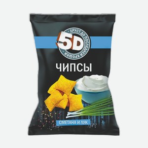 Чипсы пшеничные 5Д со вкусом сметана и лук, 90г