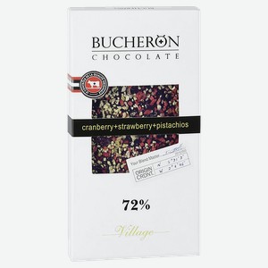 Шоколад Bucheron горький с клюквой, клубникой и фисташками 72% какао, 100г Россия