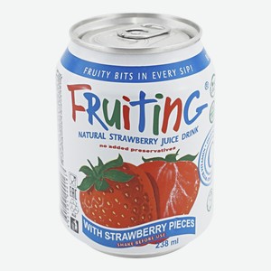 Напиток сокосодержащий Fruiting из натурального клубничного сока с кусочками клубники 238 мл