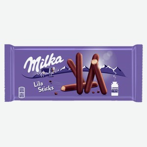 Печенье-палочки Milka Lila Sticks покрытое молочным шоколадом, 112 г