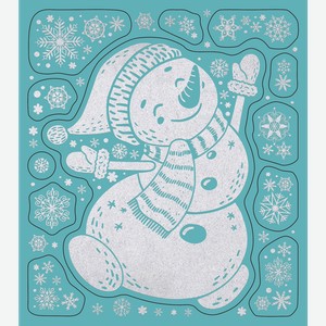 Наклейка 15,5*17,5см на окно Мэджик Тайм белый снеговик Феникс-Презент м/у, 1 шт