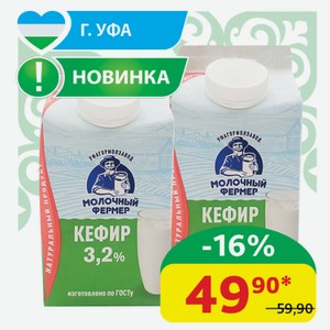 Кефир 3.2% Молочный Фермер 450 гр