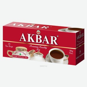 Чай  Акбар  красно-белая серия черн.байх. с/я 2гх25пак
