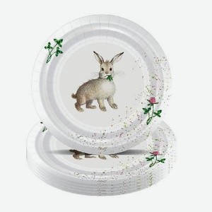 Набор бумажных одноразовых тарелок Наглая рыжая морда Кролик 18см 6шт