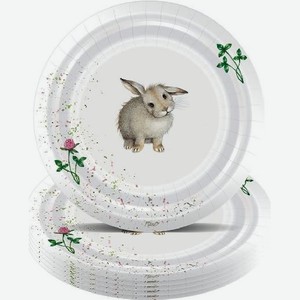 Набор бумажных одноразовых тарелок Наглая рыжая морда Кролик 23см 6шт