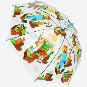 Зонт детский  Играем вместе  Майнкрафт r-50см, прозрачный, полуавтомат арт.um50t-mnct 349975