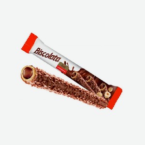 Трубочка вафельная Biscolata с мол.шоколадом и ореховой начинкой 28гр