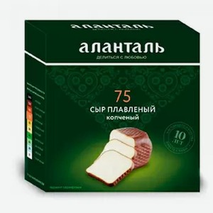 БЗМЖ Сыр плавленый Аланталь №75 40% квадрат 195гр