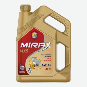 Масло моторное Mirax MX9 SAE 5W-40 API SP, ACEA A3/B4, 4л Россия