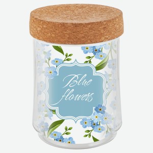Банка для сыпучих продуктов Sugar&Spice Blue flowers Rosemary с пробковой крышкой , 0,75 л
