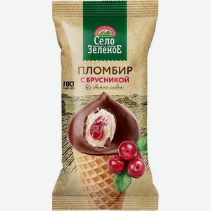 Мороженое Рожок пломбир Брусника Село Зелёное 70г