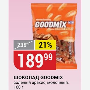 ШОКОЛАД GOODMIX соленый арахис, молочный, 160 г