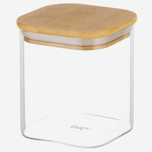 Банка для хранения Crystal Glass с крышкой, 0,8 л, стекло/ бамбук