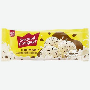 Мороженое пломбир Золотой Стандарт Классический с шоколадной крошкой 12%, 400 г