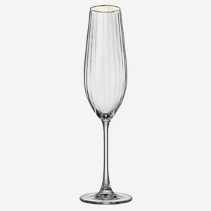Набор бокалов для шампанского Crystal Bohemia  COLUMBA OPTIC  декор  Отводка золото  260 мл, 2 шт