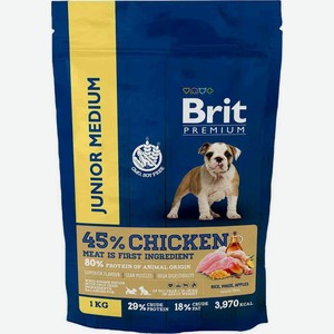 Сухой корм для молодых собак средних пород Brit Premium Junior M Курица, 1 кг