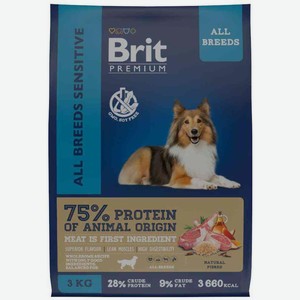 Влажный корм для собак всех пород Brit Premium Sensitive Ягнёнок и рис, 3 кг