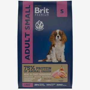 Сухой корм для взрослых собак мелких пород Brit Premium Adult S Курица и 5 трав, 1 кг