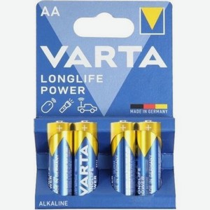 AA Батарейка VARTA Longlife power LR6 BL4 Alkaline, 4 шт.