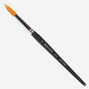 Кисть художественная Brauberg Art Classic, профессиональная, №10, синтетика жесткая, круглая, короткая ручка (200653)