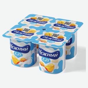 Йогуртный продукт «Нежный» с соком абрикос и манго 1,2%, 100 г