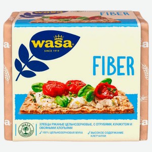 Хлебцы WASA Fiber ржаные цельнозерновые с пшеничными отрубями, кунжутом и овсяными хлопьями, 230г