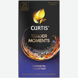 Чай черный Curtis tender moments c черникой, ежевикой и мятой  в пакетиках, 25 шт, мелколистовой, 8 уп