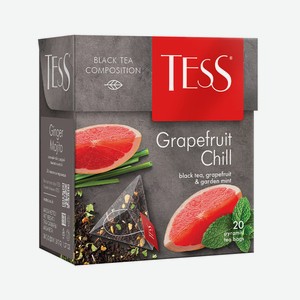 Чай черный TESS Grapefruit Chill с ароматом грейпфрута и мяты в пакетиках, 20 шт., 36 г