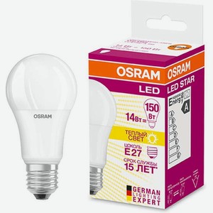 Лампа светодиодная Osram Star A150 Е27 Led 14Вт теплый свет груша Китай