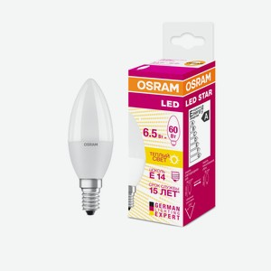 Лампа светодиодная Osram E14 6.5Вт теплый белый свет свеча Китай