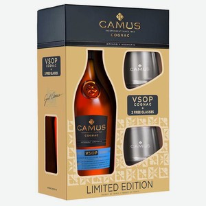 Коньяк Camus VSOP + 2 бокала в подарочной упаковке, 0.7л Франция