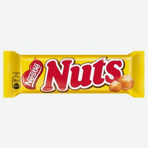 Батончик шоколадный Nuts с цельным лесным орехом, 50 г