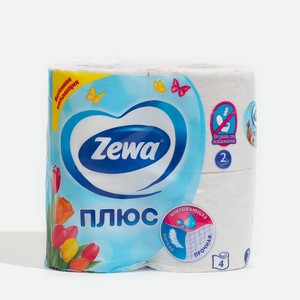 Туалетная бумага ZEWA 2-слойная белая, 4 рулона