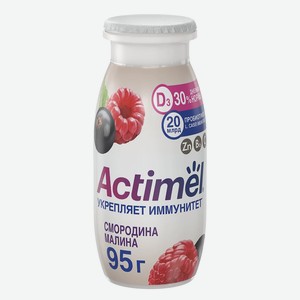 Продукт кисломолочный Актимель, Смородина/малина, с цинком, 1,5%, 95г