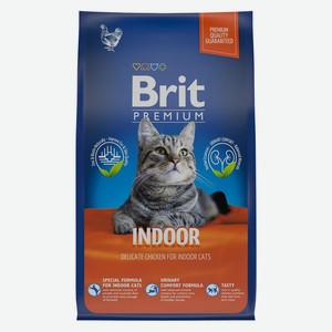 Brit Premium Cat Indoor. Сухой корм с курицей для взрослых кошек домашнего содержания. 0,8 кг