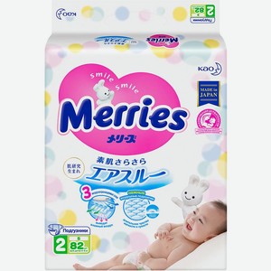 Подгузники для детей Merries размер S (4-8кг) 82шт