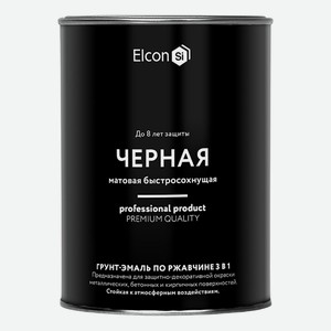 Краска грунт-эмаль Elcon матовая черная 800 г