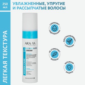 ARAVIA Крем-уход восстанавливающий для глубокого увлажнения сухих, обезвоженных волос Hydra Gloss Cream, 250 мл