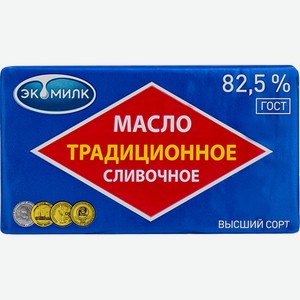 Масло Экомилк Традиционное сладко-сливочное 82,5% 180г /Россия/