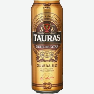 Пиво Таурас Нефильтруотас светл. нефильтр. 5% 0,568 л ж/б /Литва/