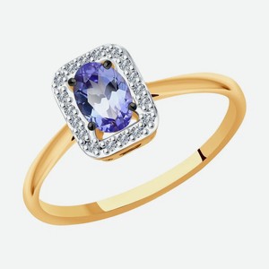 Кольцо SOKOLOV Diamonds из золота с бриллиантами и танзанитом 6014132, размер 17