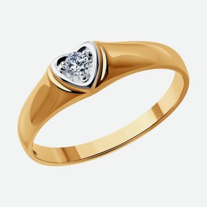 Помолвочное кольцо с сердцем SOKOLOV Diamonds 1110141, размер 15.5