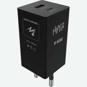 Сетевое зарядное устройство HIPER HP-WC004, USB-C + USB-A, 30Вт, 3A, черный